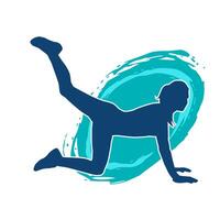 silhuett av en smal sportig kvinna håller på med pilates träning. silhuett av en sportig kvinna håller på med fysisk träning. vektor
