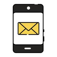 brev inuti smartphone, platt design av mobil post vektor