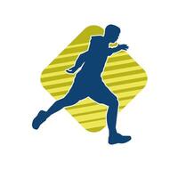 silhuett av en sportig man i löpning utgör. silhuett av en manlig springa utgör. vektor