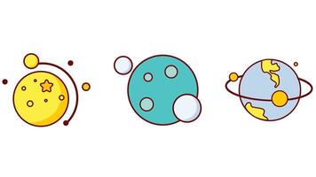 Plats planeter och Plats fartyg med astronaut kostym vektor ikon illustration