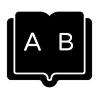 Englisch Buch Symbol im solide Design vektor