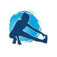 silhuett av en smal sportig kvinna håller på med pilates träning. silhuett av en sportig kvinna håller på med fysisk träning. vektor