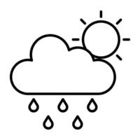 Sonne mit Wolke und Regentropfen, Symbol von sonnig regnerisch Tag vektor
