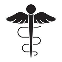 en sjukvård symbol ikon, fast design av caduceus vektor