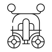 en kunglig transport ikon, linjär design av buggy vektor