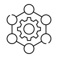knutpunkter förbindelse med redskap, ikon av nätverk miljö vektor