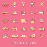 Transport Symbol einstellen im Comic Stil. Auto Vektor Karikatur Sammlung Illustration auf isoliert Hintergrund. Versand Transport Spritzen bewirken Geschäft Konzept.