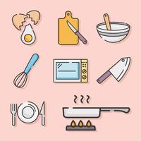 matlagning uppsättning ikoner vektor