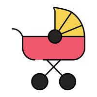 ett redigerbar design ikon av bebis sittvagn vektor