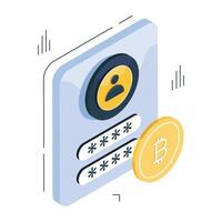 modern Design Symbol von Bitcoin Konto Anmeldung vektor