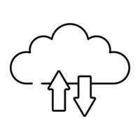 två sätt pilar med moln, ikon av moln data överföra vektor