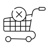 Handwagen mit Kreuz Zeichen, Symbol von Einkaufen Verkauf vektor