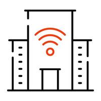 arkitektur med wiFi signaler betecknar begrepp av smart byggnad vektor
