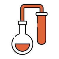 chemische Flasche mit Reagenzglas-Symbol im flachen Design, Konzeptvektor für chemische Experimente vektor