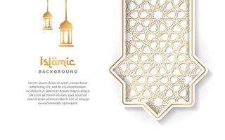 islamic bakgrund med lykta prydnad och gyllene lyx arabicum mönster vektor design