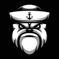 bulldogg sjöman svart och vit vektor