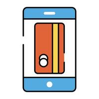Bank Karte Innerhalb Smartphone bezeichnet Konzept von Handy, Mobiltelefon Bankwesen vektor
