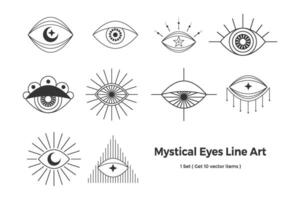 mystisch Augen Linie Kunst vektor