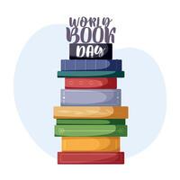 Welt Buch Tag. groß Stapel von verschiedene Bücher isoliert auf ein Weiß Hintergrund. Stapel von bunt Bücher. Hand gezeichnet lehrreich Vektor Illustration