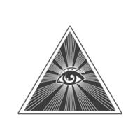 all-se öga på pyramid av frimurare symboler av ockultism, illuminati hemlighet samhälle, vektor element isolerat på vit
