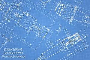 mechanisch Ingenieurwesen Zeichnungen auf Blau Hintergrund. Zapfhahn Werkzeug, Bohrer. technisch Design. Abdeckung. Entwurf. Vektor Illustration.