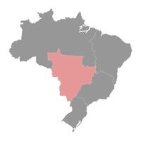 zentral Westen Region Karte, Brasilien. Vektor Illustration.