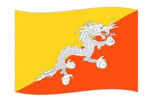 schwenkende Flagge des Landes Bhutan. Vektor-Illustration. vektor