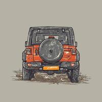 Offroad Fahrzeug. Vektor Hand gezeichnet Illustration im skizzieren Stil.