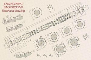 mekanisk teknik ritningar. föra på tal. teknisk design. omslag. plan. vektor illustration