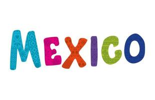 Mexiko-Schriftzug auf weißem Hintergrund vektor