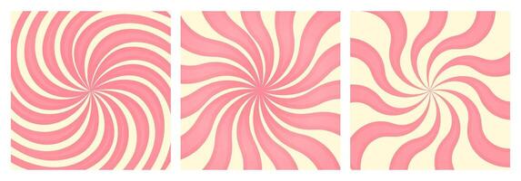godis rosa spiral bakgrund. jordgubb klubbor textur. radiell retro bakgrund y2k. vektor