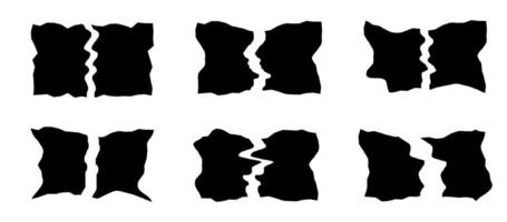 schwarz Silhouette von zerrissen Stücke von Papier. gezackt, uneben Form. Hälfte von zerfetzt Box vektor