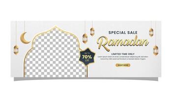 ramadan kareem försäljning baner islamic rena bakgrund med tömma Plats för Foto produkt vektor