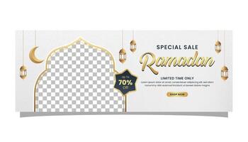 Ramadan kareem Verkauf Banner islamisch sauber Hintergrund mit leeren Raum zum Foto Produkt vektor