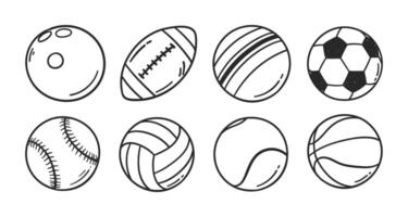 Hand gezeichnet Gekritzel Sport Ball einstellen Vektor Illustration