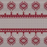 en traditionell bomull stickat sömlös mönster. röd broderi mönster, stickat upprepa bakgrund, vektor textil- mallar