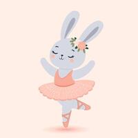 bezaubernd Ballerina Hase Illustration. Weiß Tanzen Hase. können Sein benutzt zum T-Shirt drucken vektor