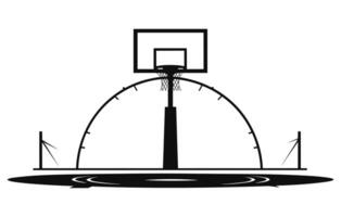 Basketball Gericht eben Vektor Symbol, Basketball Gericht Vektor schwarz Linie Illustration isoliert Weiß