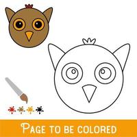 rolig uggla ansikte som ska färgas, målarboken för förskolebarn med lätt pedagogisk spelnivå, medium. vektor