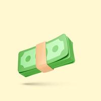 högen av grön dollar usa. 3d framställa stack av pengar. bunt av kontanter. papper dollar sedel isolerat på vit bakgrund. vektor illustration
