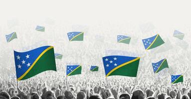 abstrakt Menge mit Flagge von Solomon Inseln. Völker Protest, Revolution, Streik und Demonstration mit Flagge von Solomon Inseln. vektor