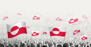 abstrakt Menge mit Flagge von Grönland. Völker Protest, Revolution, Streik und Demonstration mit Flagge von Grönland. vektor