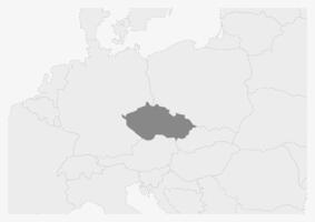 Karta av Europa med markerad tjeck republik Karta vektor