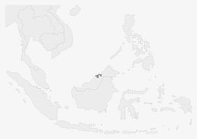 Karte von Asien mit hervorgehoben brunei Karte vektor