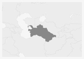 Karta av Asien med markerad turkmenistan Karta vektor