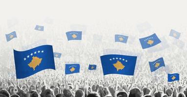 abstrakt folkmassan med flagga av kosovo. människors protest, rotation, strejk och demonstration med flagga av kosovo. vektor