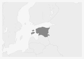 Karta av Europa med markerad estland Karta vektor