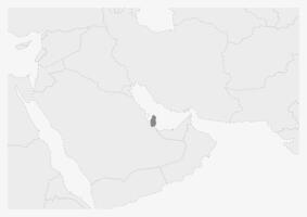 Karta av mitten öst med markerad qatar Karta vektor