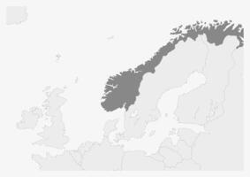 Karta av Europa med markerad Norge Karta vektor