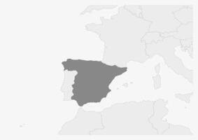 Karta av Europa med markerad Spanien Karta vektor